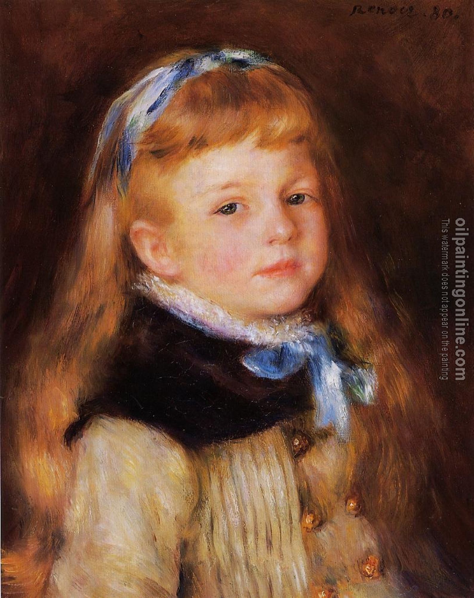 Renoir, Pierre Auguste - Mademoiselle Grimprel in a Blue Ribbon